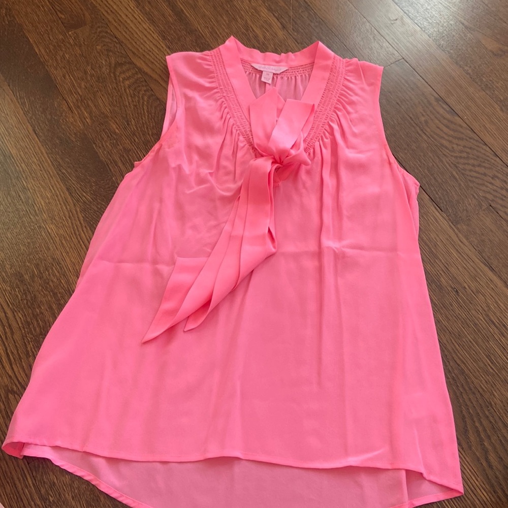 Lilly Pulitzer bright pink silk blouse